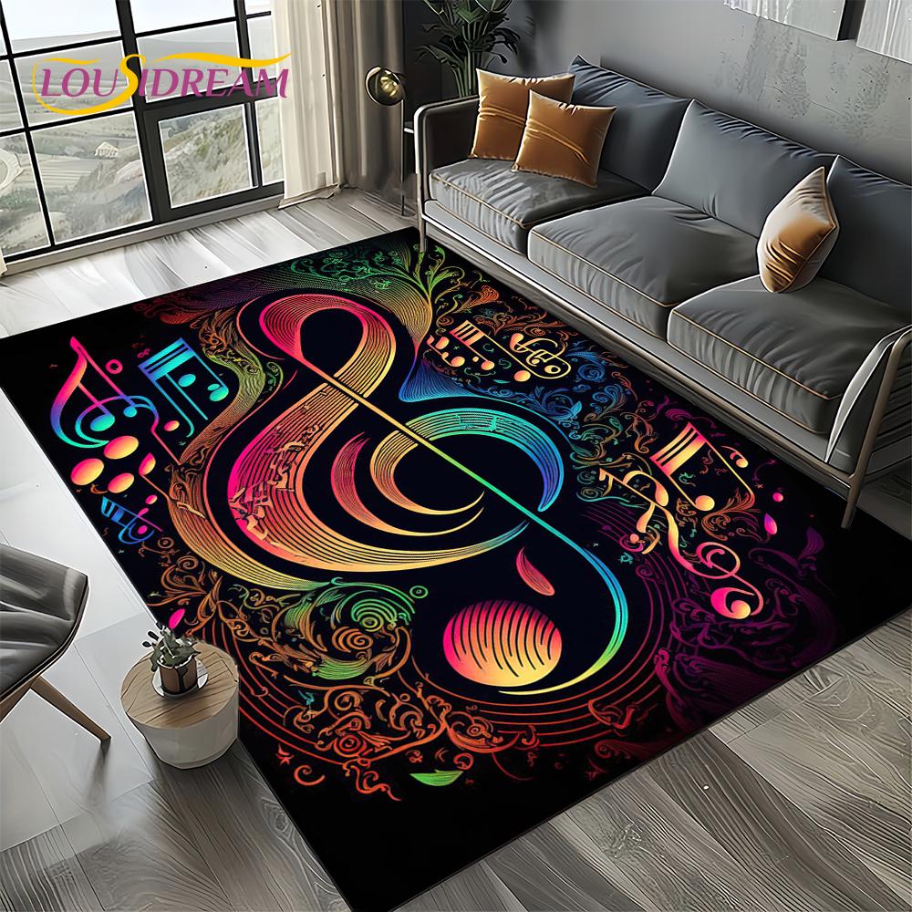 Note Music Colorful Musical Score Cartoon Dream Carpet Rug for Living Room Bedroom Home Sofa Decoration,Kid Non-slip Floor Mat