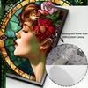Beautiful Woman Floral Stained Glass Canvas Posters Canvas Print Art Painting Gothic Woman Flowers Wall Art Mural for Home Decor