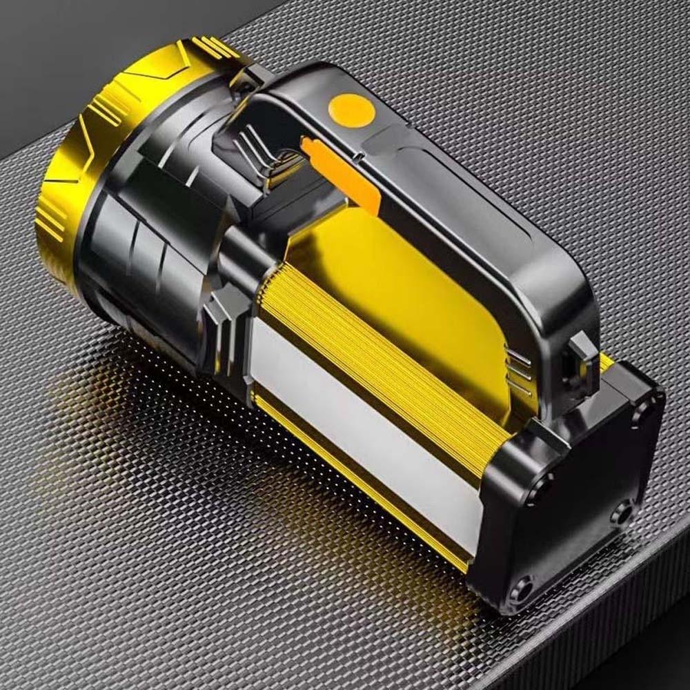 Anti-splash Water Camping Searchlight Dimmable with Side Lights Handheld Spotlight USB Rechargeable 2400mAh Battery