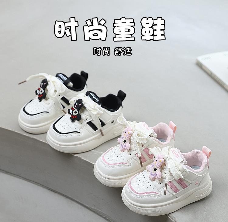 Kids Spring Cartoon White Shoes Boys Girls Casual Walking Sneakers Versatile Toddler Sports Trainers For Daily Wear