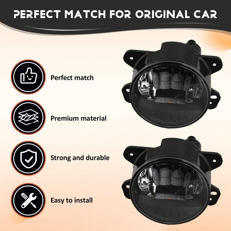 Car Front Bumper Fog Light Assembly For Jeep Wrangler JL 2018-2024 Yellow LED Daytime Running Light DRL Headlight Road