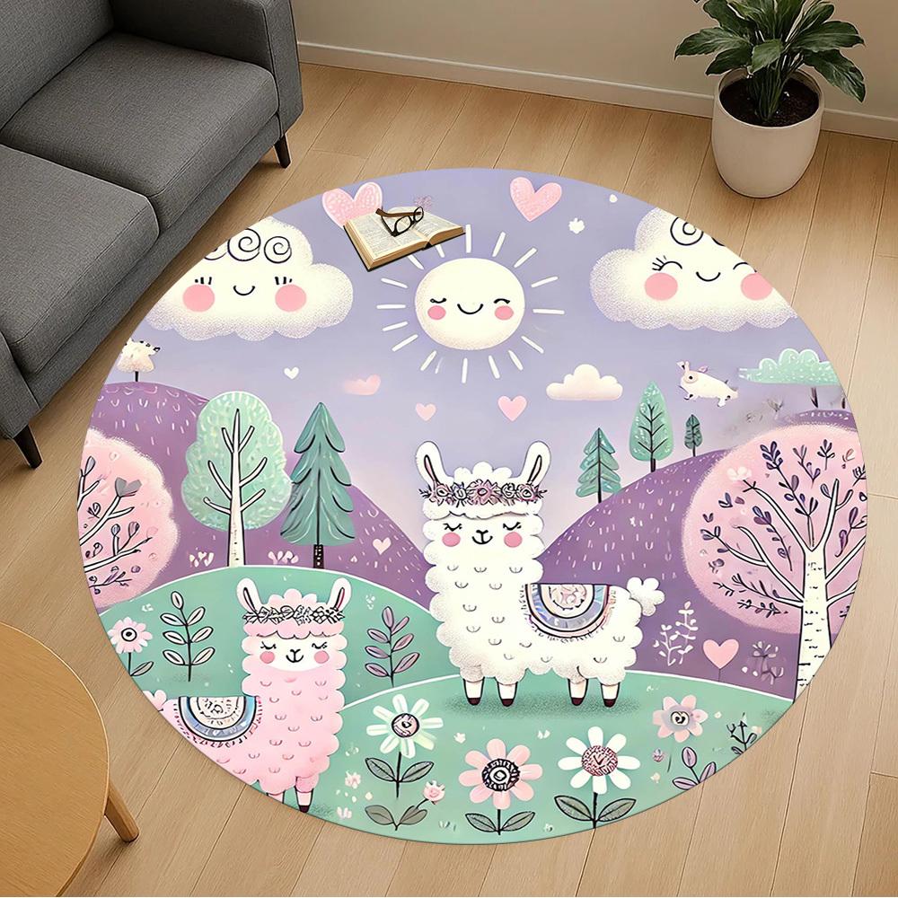 

1pc llama forest Round Chair mat Area Rug - Non-Slip, Floor Mat for Office, Bedroom, and Indoor Decor -1002066 80cm by 80cm