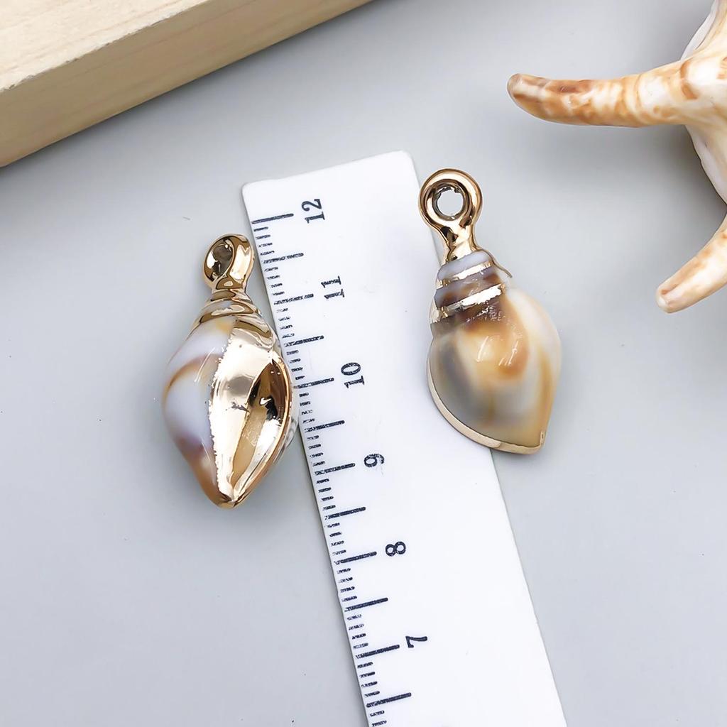 Gold-Plated Natural Shell Conch Pendant for DIY Necklace, Earrings, Wind Chime, or Hanging Ornament.