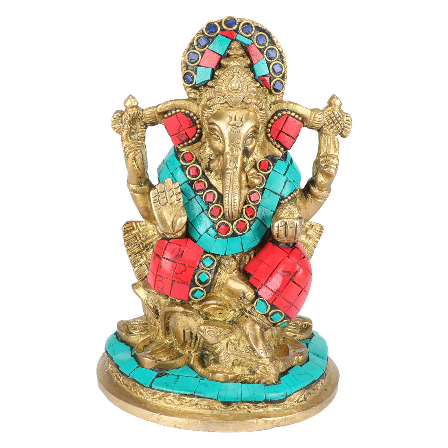 Lord Ganesha Ganesh Bhagwan Idol, Ganpati Murti, Metal Statue, Brass - 6.5 Inch