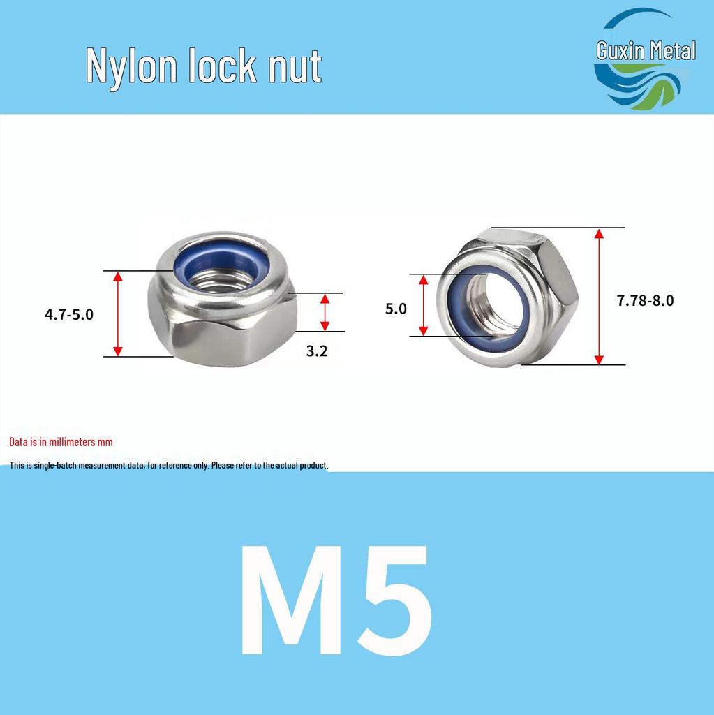 Stainless Steel Self-locking Nylon Lock Nut DIN985, M3-M30, Anti-slip/loosening.