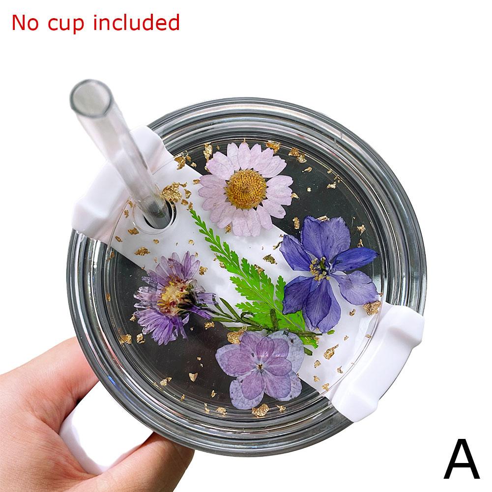 

Изысканная крышка из сухоцвета для крышки Stanley Cup, силиконовая крышка, сушеные аксессуары, 40 унций, водяной цветок C5A3 Purple-1pcs