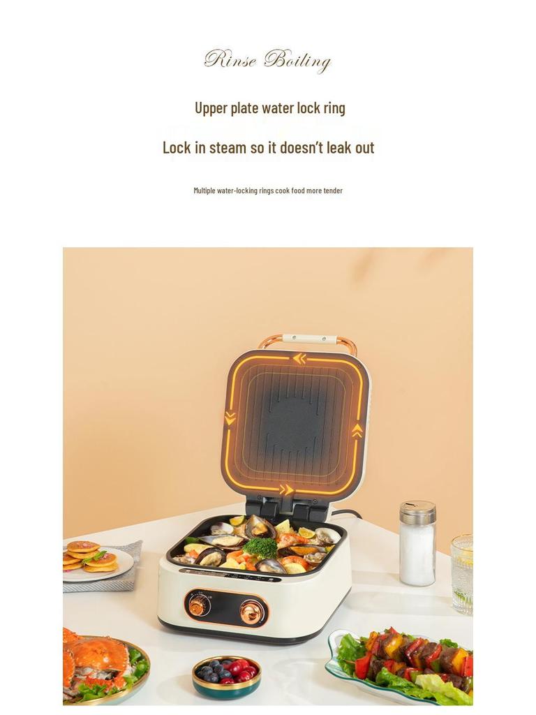 Dual-Sided Electric Crepe & Grill Maker: Multi-Functional Pancake Griddle & Hot Pot Combo