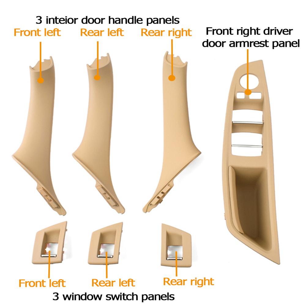 Rhd Car Interior Door Handle Armrest Panel Pull Trim Cover Set For Bmw 5 Series