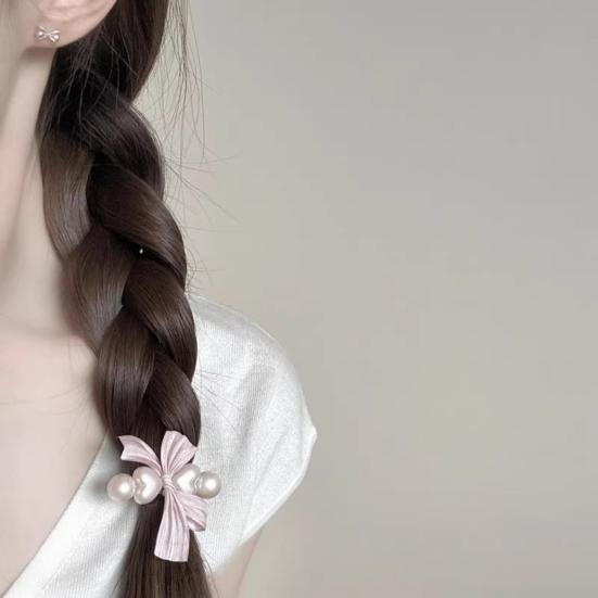 Women Hairpin Heart Shape Imitation Pearls Bowknot Decor Hair Clip Side Bang Hair Pin Hair Styling Tool Hair Accessories
