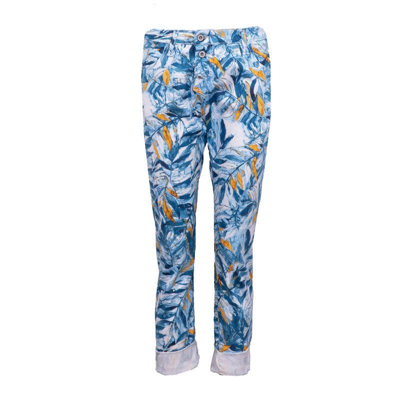

Женские облегающие брюки с синими узорами и отворотами PLEASE XS синий