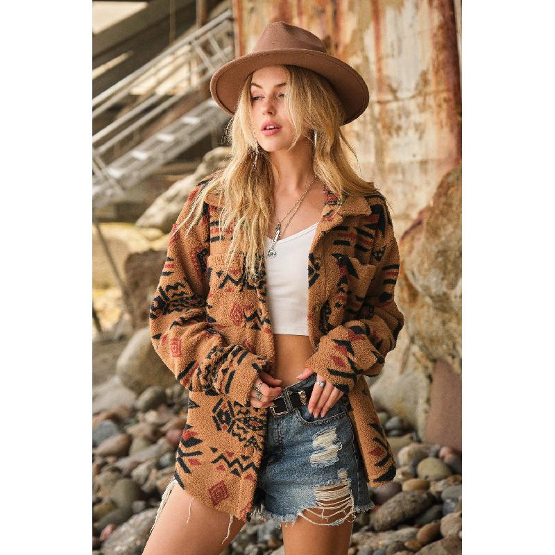Retro fluffy winter new women's plush lapel long-sleeve jacket coat