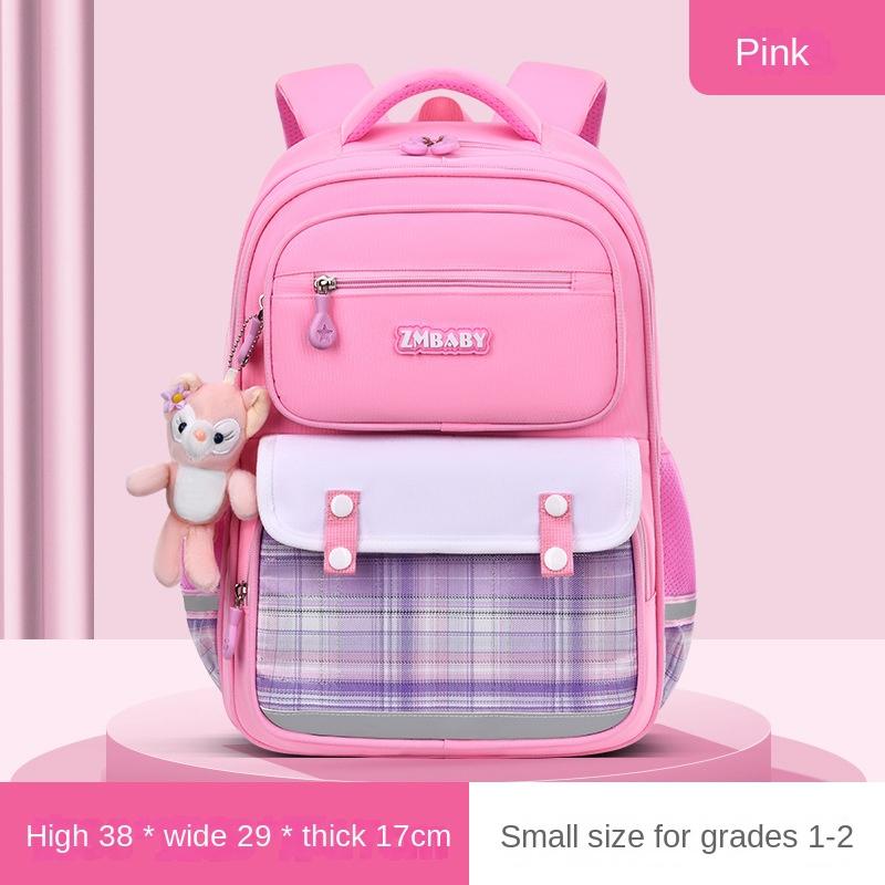 Fashion School Bags for Girls Pink Purple Plaid Bookbag Waterproof School Backpack Kids Gift Cute Shoulder Bag Student Schoolbag