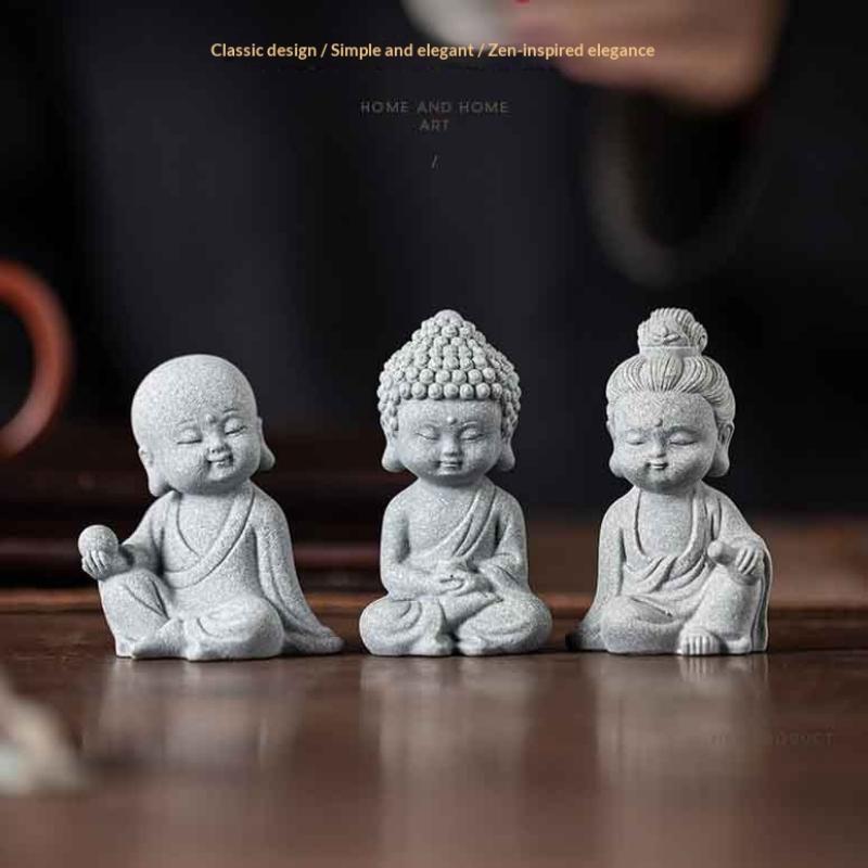 Chinese Style Buddha Statue Cute Little Monk Figurines Fish Tank Moss Landscaping Zen Oriental Aesthetic Garden Decoration