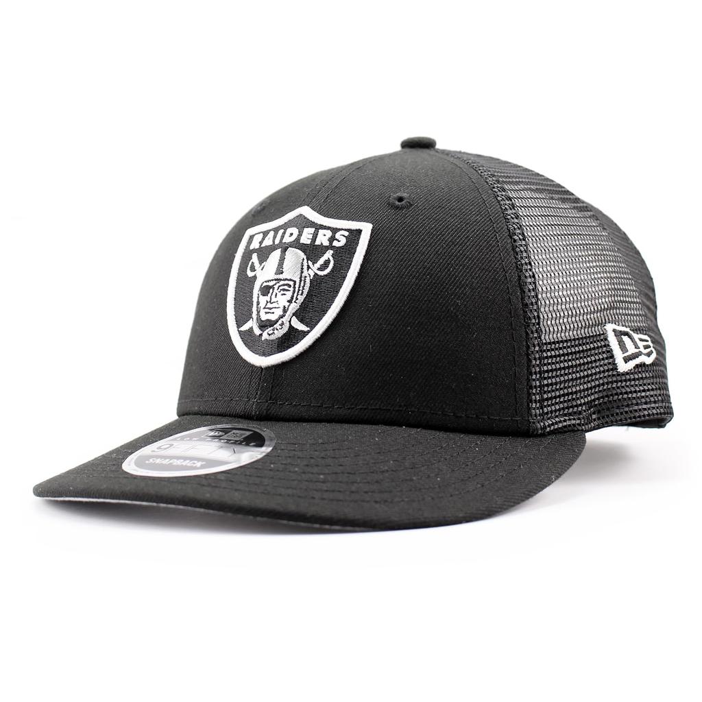 New Era LP9FIFTY Las Vegas Raiders Trucker Mesh Cap in Low Profile Black, Snapback. [Used]