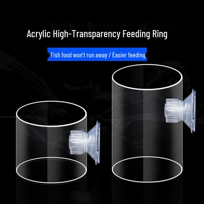 

Fish Tank Aquarium Anti-Scattering Feeding Ring - Transparent Plastic/Acrylic, Floating Feed Ring for Ornamental Fish. Suction Feeding Ring (Large)