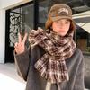 Women's Korean Style Fleece-Like Cashmere Scarf Autumn Winter High-End Warm Shawl Cute Versatile Plaid Neck Warmer