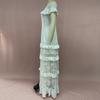 Cross-border Summer New European and American Foreign Trade Women's Dress Flounce Hollowed-out Lace Dress