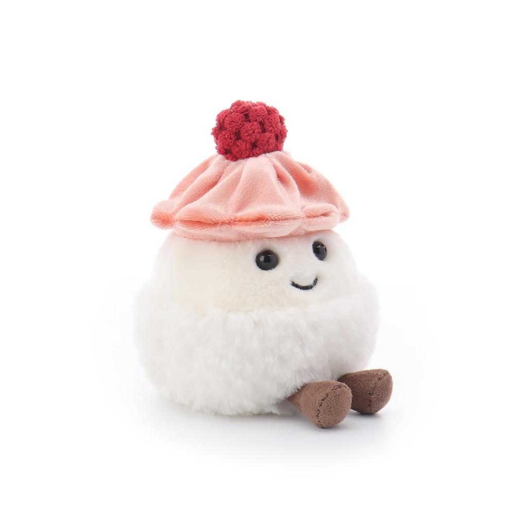 Apricot Lamb Raspberry Mochi Plush Toy for Kids, Soft and Cute, Fluffy Raspberry Mochi for Girls and Boys, 11cm