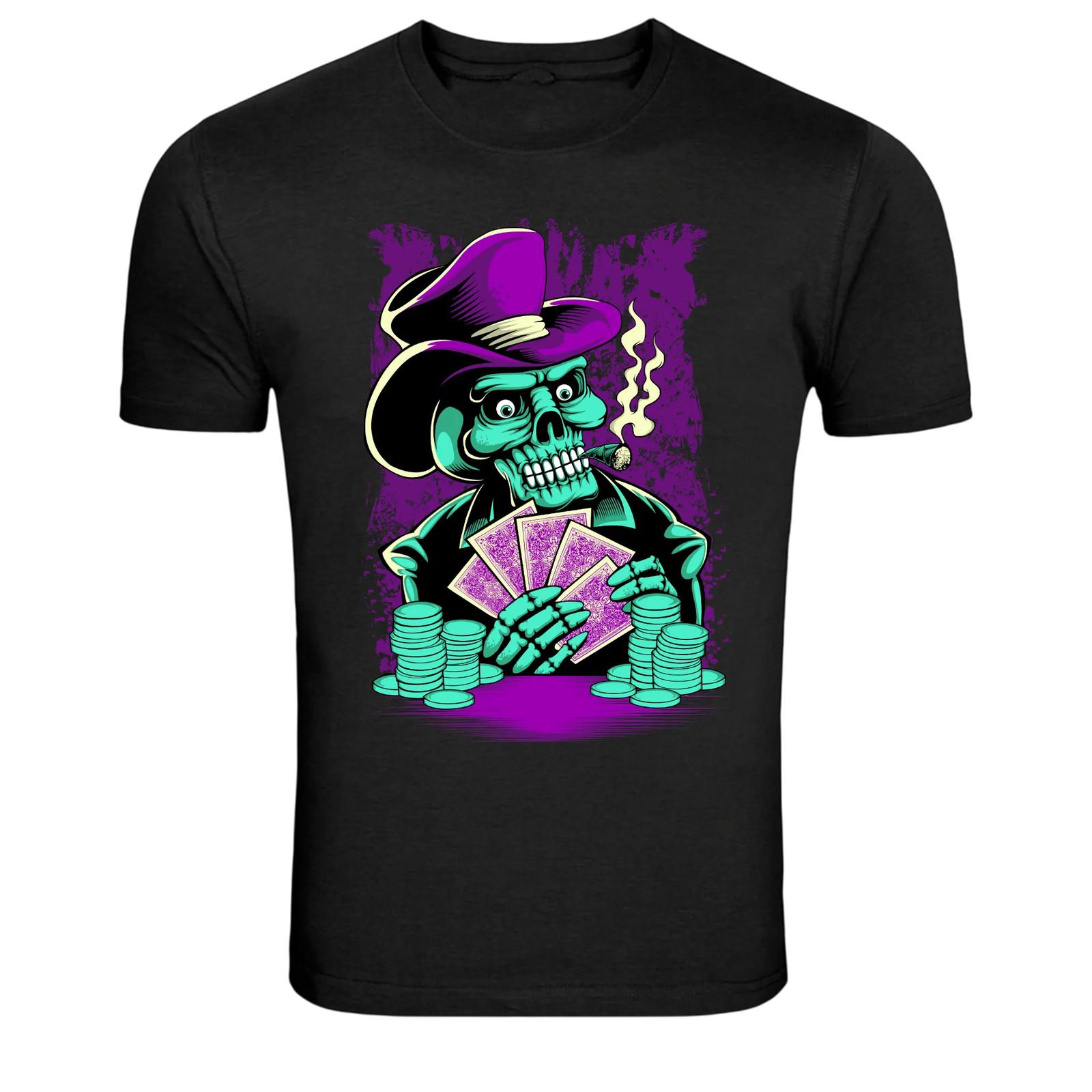 

Poker Skeleton Gambler Cards Funny Graphic T-Shirt 5XL різнокольоровий