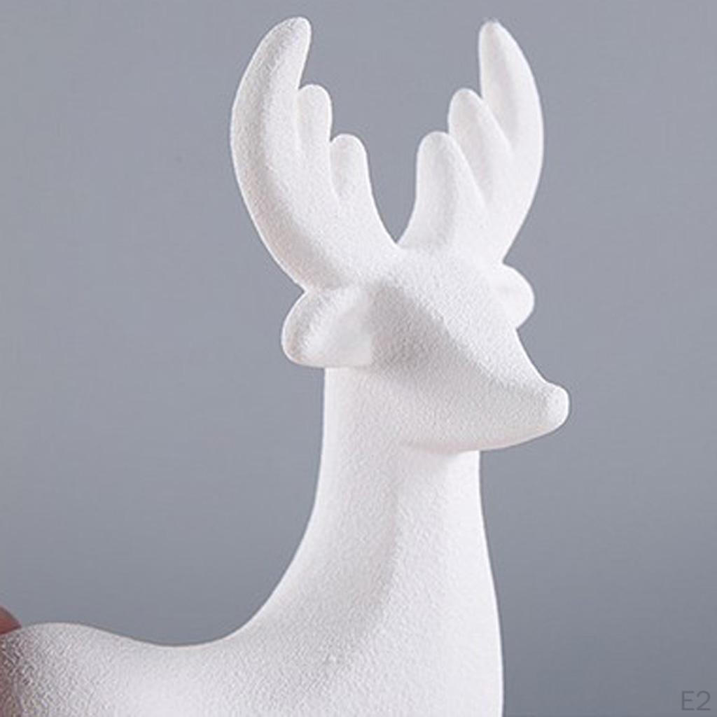 Animal Decor Statue Art Collection Ceramic Elk Figurine Ornament, Fawn, Couples, Family