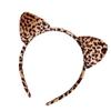 Leopard Print Cats Ear Headband With Detachable Tail Comfortable Costume Party Accessory For Halloween Cosplay