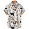 Men's One Button Short Sleeve Casual 3D Digital Printed Shirt Trendy Loose Plus Size 5XL