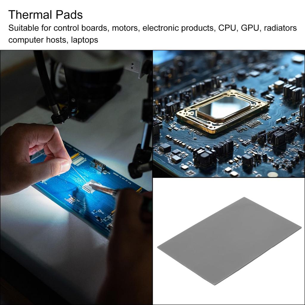 Uxcell Thermal Pad 4.0Wm.K Insulating Heat-Resistant Silicone Cooling Pad 150x100x1.5mm Laptop Radiator Gray