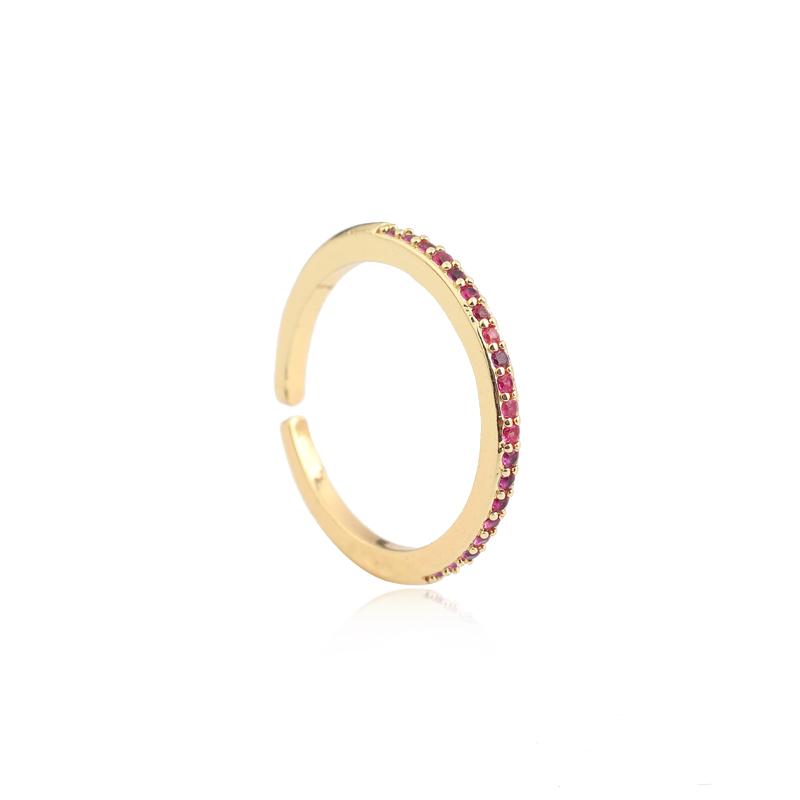 

2026 New Arrival Fashion Luxury Green Black Pink 18K Gold Plated Eternity Band Wedding Thin Ring For Women Party Gift Jewelry resizable