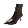 Patent Leather Trend Thin Boots High Heel Short Boots 2025 Autumn and Winter New European and American Versatile Pointed Thin Heel Black Short Boots