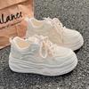 Little White Shoes Women's 2024 New Summer Mesh Shoes Breathable Mesh Thick Sole Heightening with Skirt Board Shoes Sports and Leisure Shoes