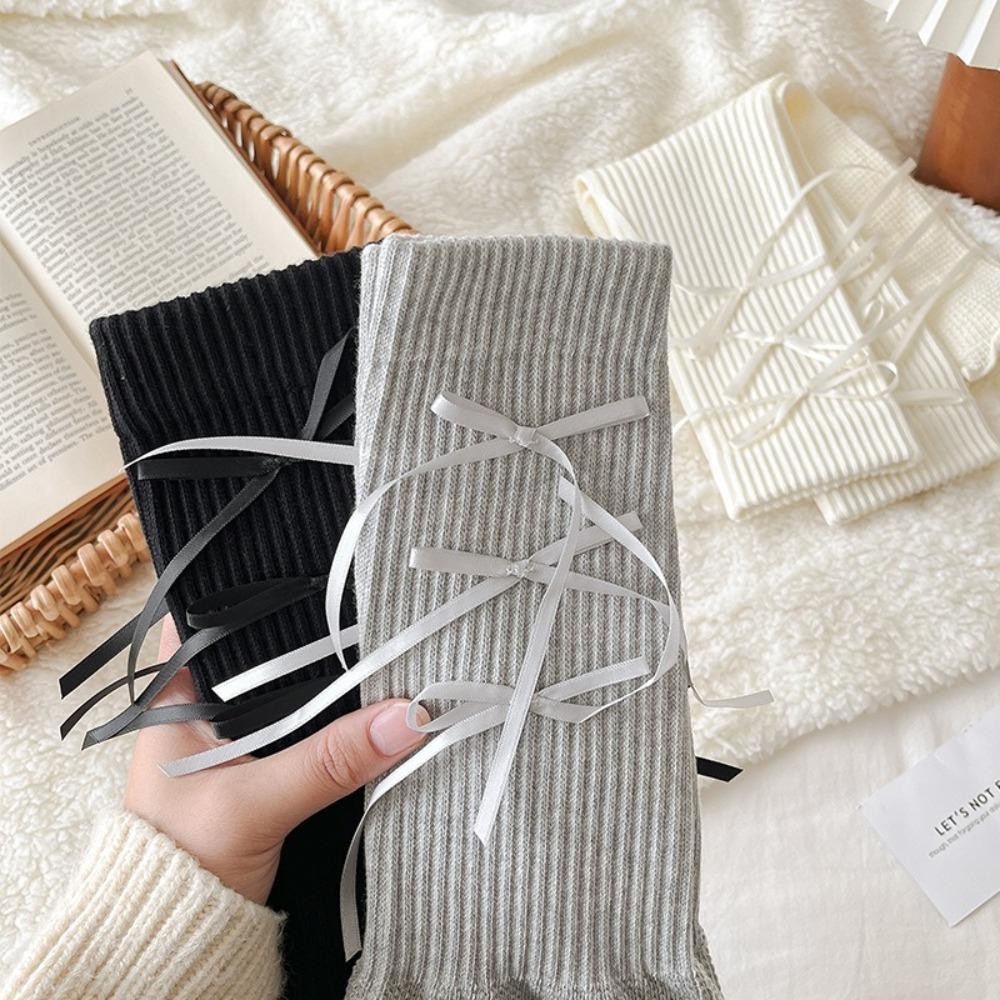 New Lace Bowknot Knitted Leg Covers Bowknot Lolita Hosiery Y2K Middle Tube Socks Gift