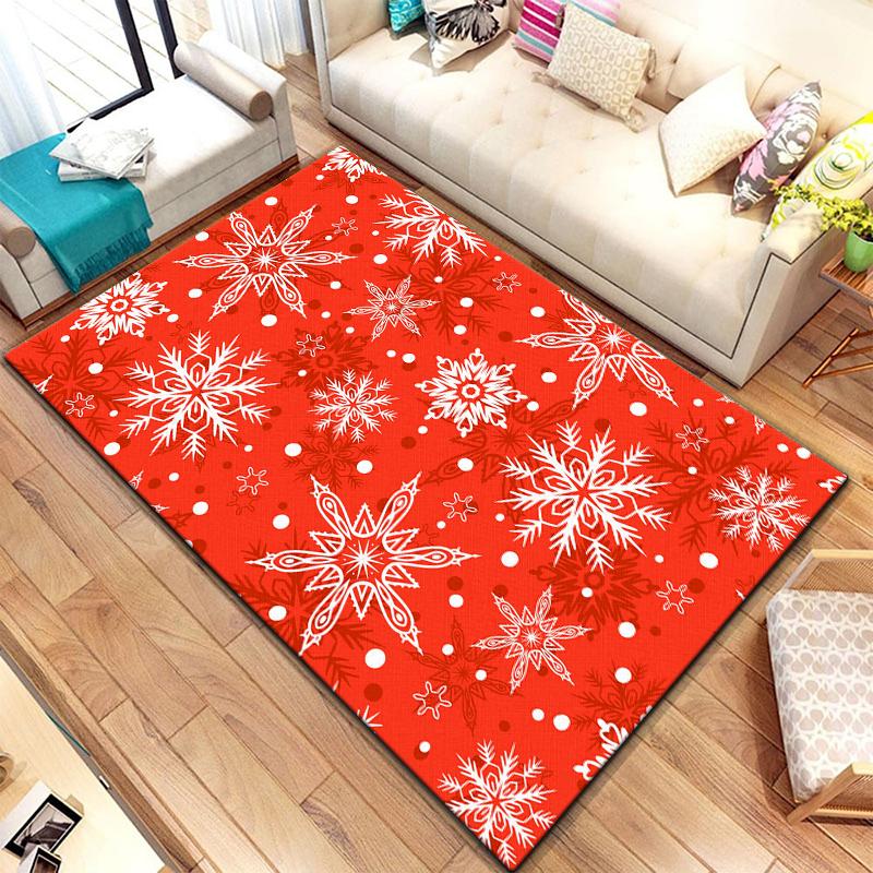 Art Snow Christmas HD-bedruckter großer Teppich, Teppich für Wohnzimmer, Schlafzimmer, Sofa, Dekoration, rutschfeste Fußmatten