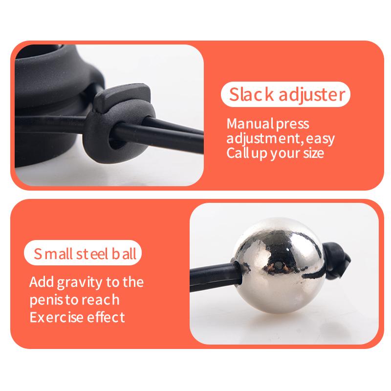 Male Drop Ball Heavy Weight Stretcher Silicone Penis Cock Rings Metal Hanger for Enlargement Extender Pull Eexercise Corpus Cavernosum Sex Toys Man