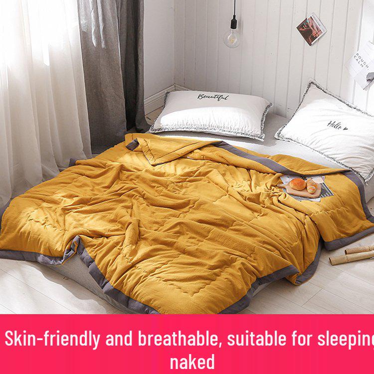 Machine-Washable Cotton Quilt – Cool, Lightweight Summer Quilt for Kids and Dorms, Single/Double, Suitable for Spring to Autumn.