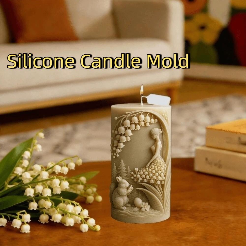3D Flower Girl Candle Mold Non-stick Pillar Candle Mold Decorative Plaster Mold  DIY Crafting