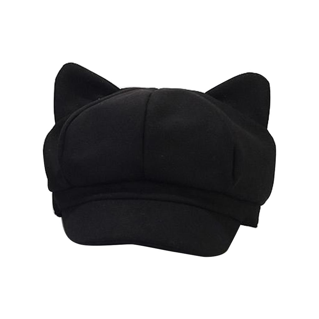 Newsboy Baret voor Dames Ademende Wolle Cabbie Hoed Coole Jokers Meisje Kattenoor Achthoekige Pet Subcultuur Hoofddeksel