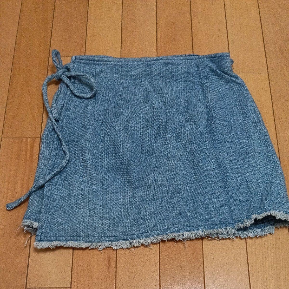ALBA ROSA Mini wrap skirt denim