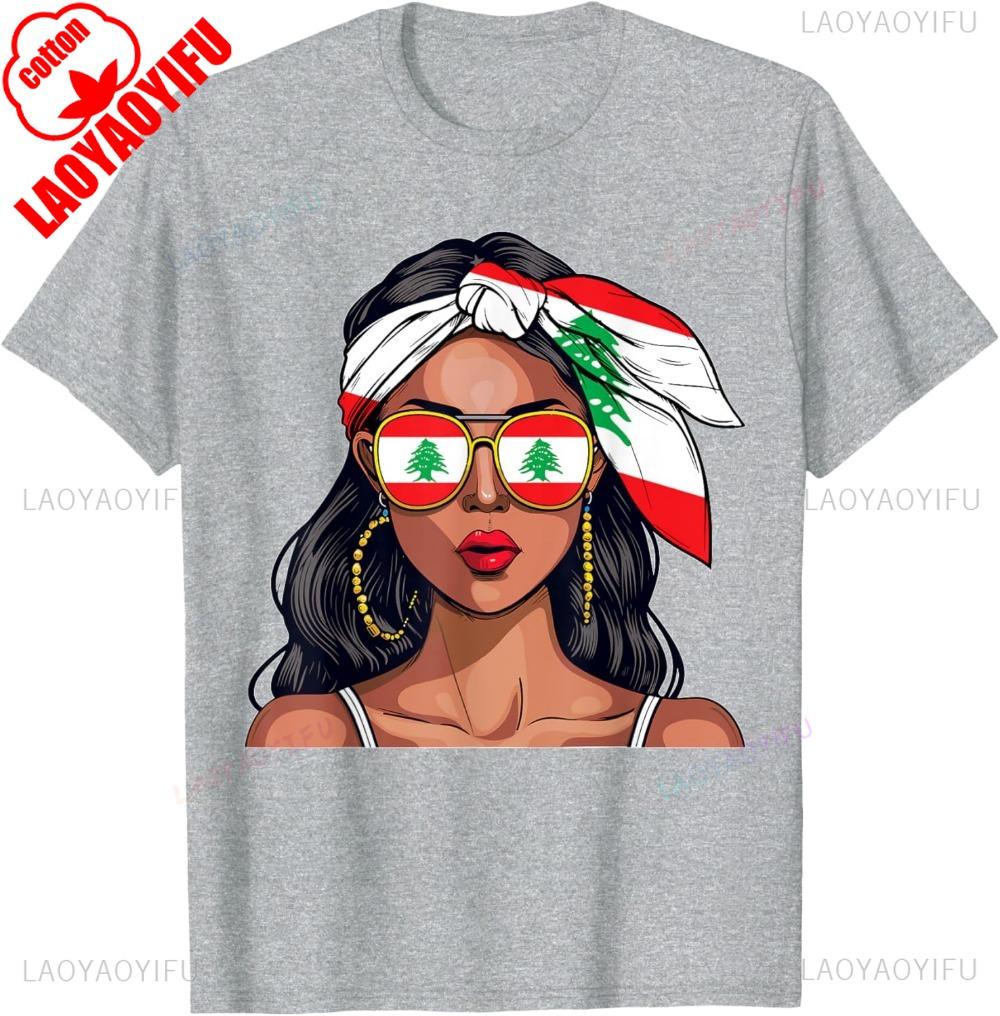 Libanesiska Souvenirprodukter Kvinna Flaggskjorta Libanon T-shirt Sommarmode Casual T-shirt Retro Libanon Street Herrtoppar