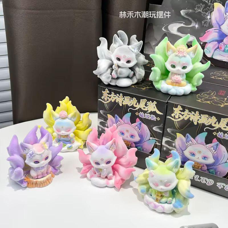 Poetry And Painting Nine-Tailed Fox Blind Box Cute Fox Ancient Poetry And Painting Style Peripheral Desktop Decoration