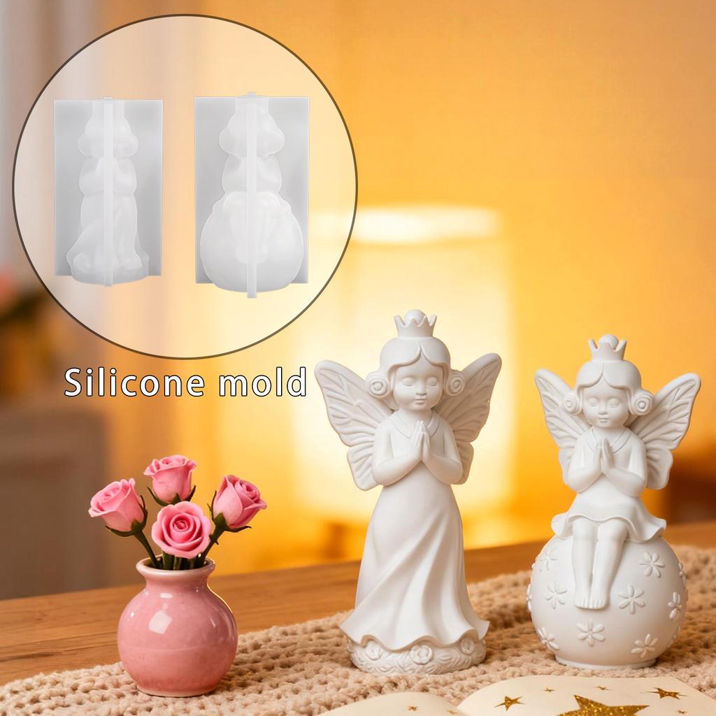 DIY Butterfly Girl Figurine Epoxy Resin Mold for Home Decor, Plaster Figurines, Candle Silicone Mold, Creative Gift