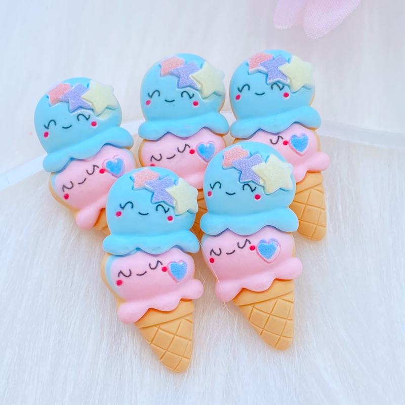 

10Pcs New Kawaii Cute Ice Cream Flat back Acrylic Cabochons Scrapbooking DIY Jewelry Craft Decoration Accessorie