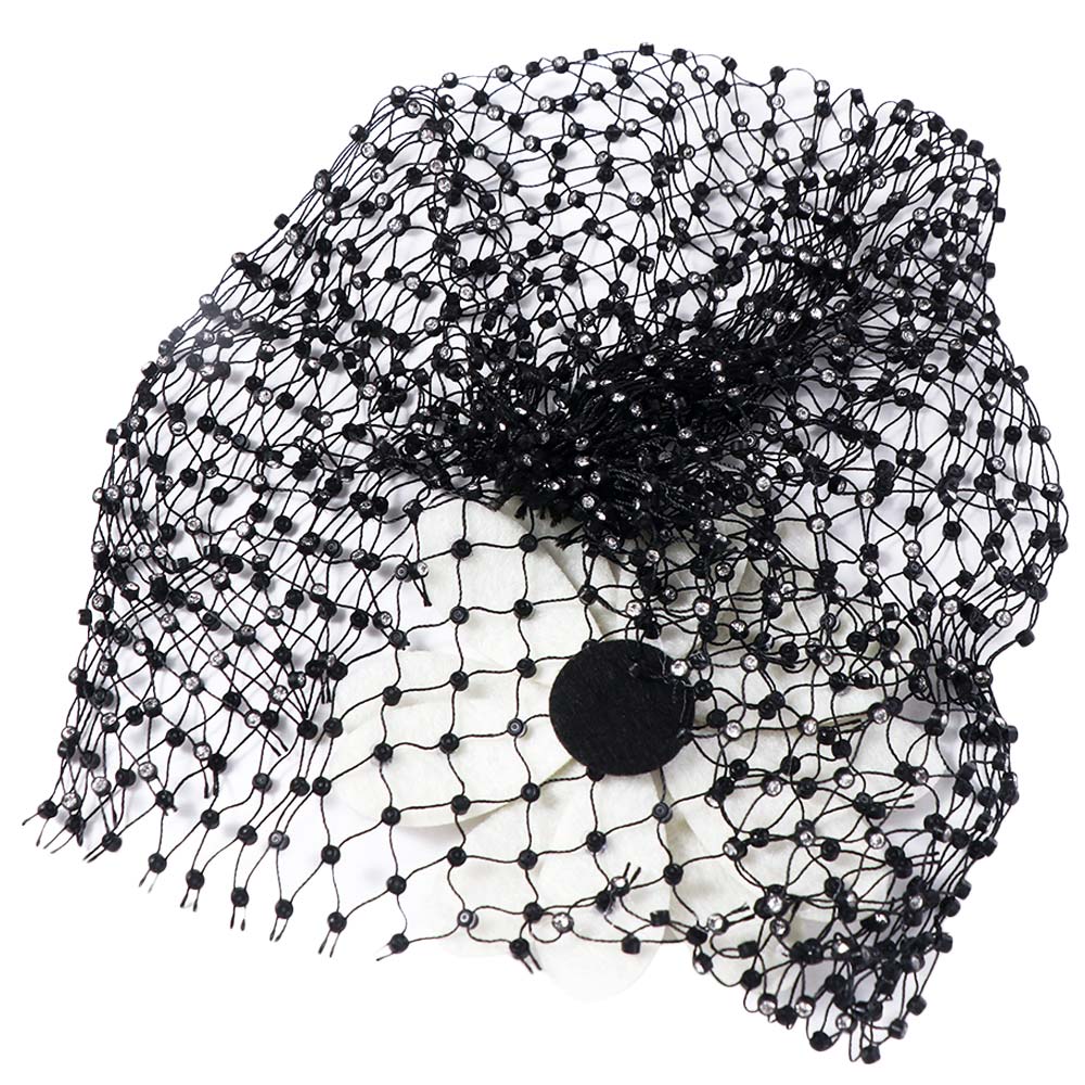 Black Bridal Veils Flower Wedding Headwear French Style Bride Head Net  Hair Jewelry