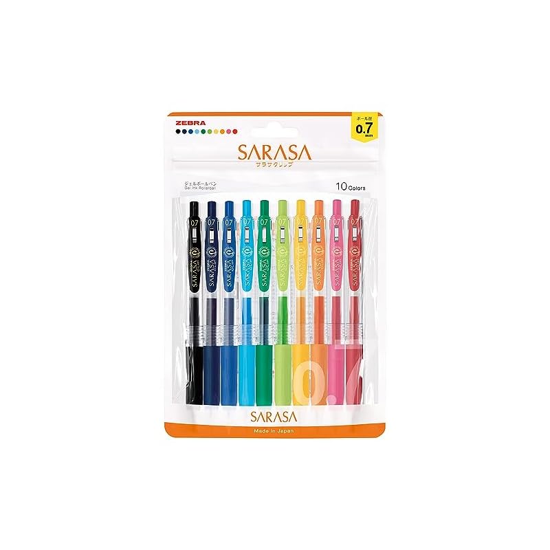 Zebra Sarasa Clip Gel Ballpoint Pen 0.7mm 10-Color Set N JJB15-10C-N