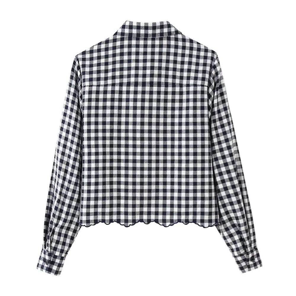 2025 Spring/Summer Women's Hollow-Out Embroidered Plaid Shirt - Single-Breasted Casual Top