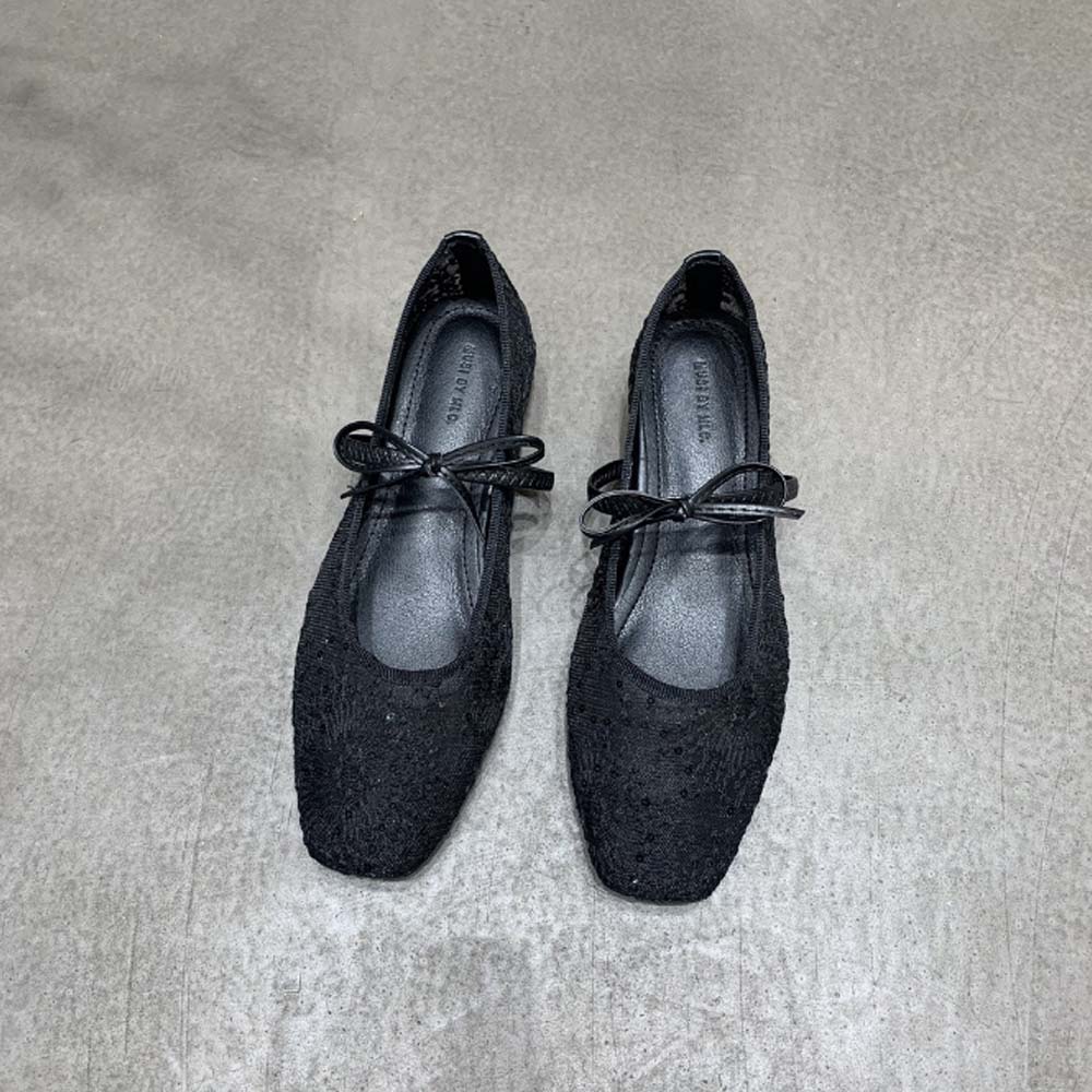 

Мода 2025 Женские кружевные туфли Мэри Джейн на плоской подошве, Модные туфли с бантом, Удобные туфли на мягкой подошве для женских платьев, Туфли на плоской подошве 40 чёрный