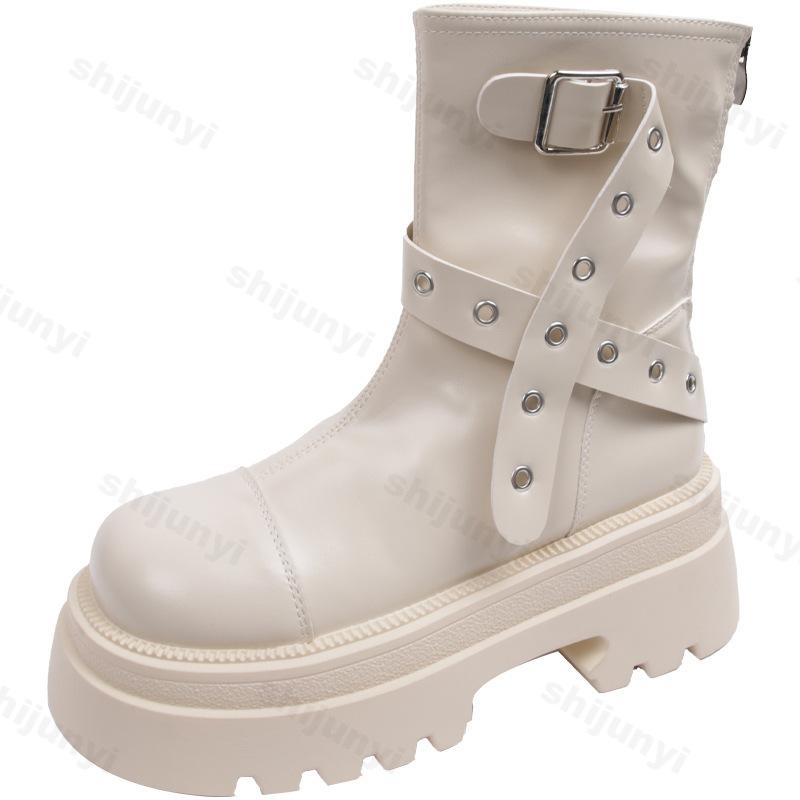 Fashion Women Ankle Boots 2025 Autumn Fashion Retro Comfortable Anti Slip Outdoor Short Boots Chunky Platform PU Leather Botas Mujer