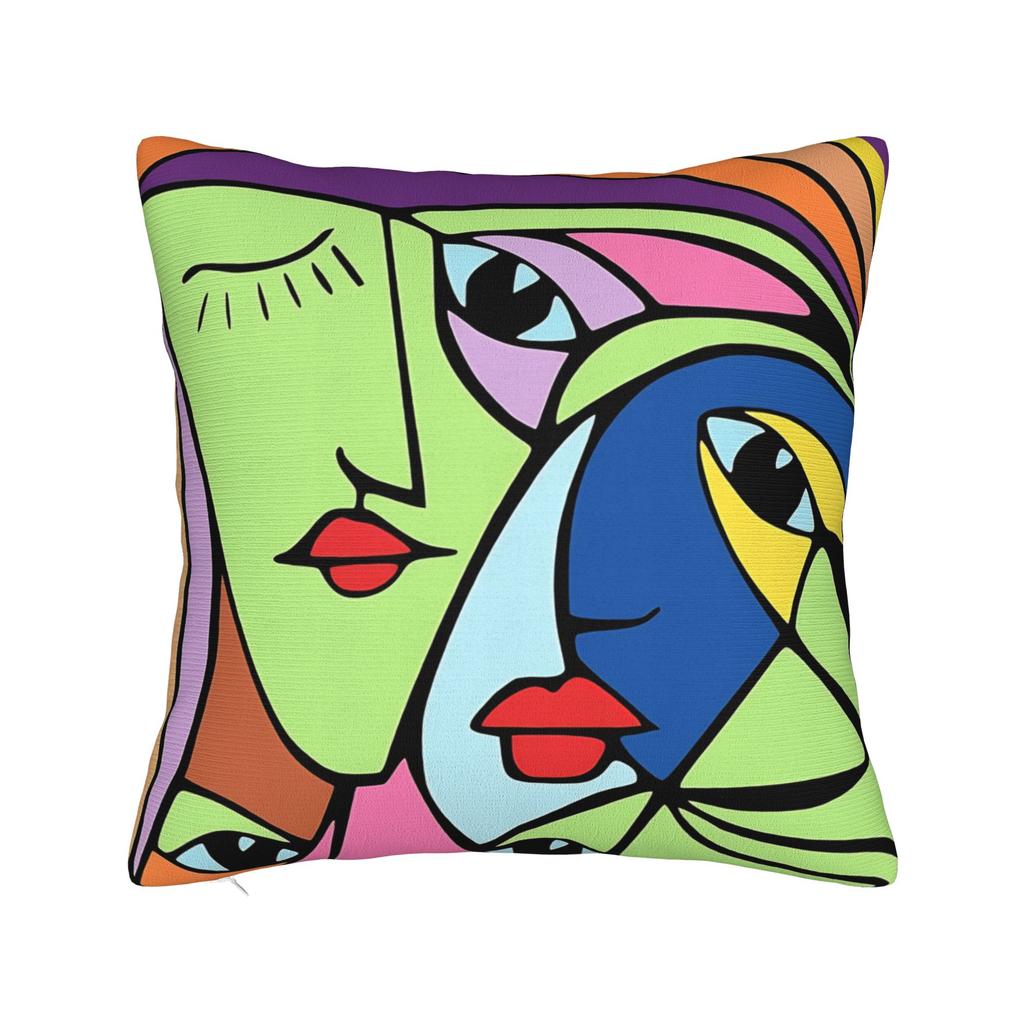 Picasso Funky Art Lady Hat Square Pillow Case Cushion Covers Custom Zippered Decorative Pillowcase For Sofa 40*40Cm