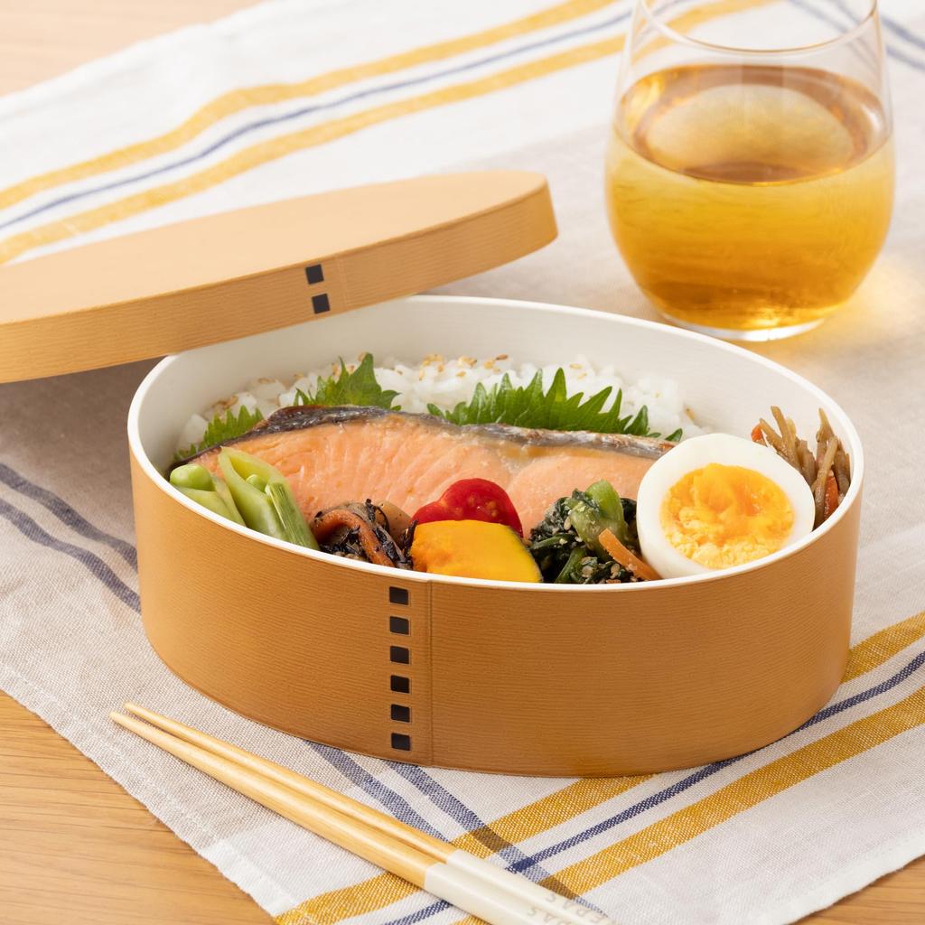 Yamanaka Lacquerware Bento 1 Wappa Oval Microwave and Dishwasher Natural Made in Box, Tier, Large, 800ml, Style, Shape, Safe, Wood, Japan, M18180-7