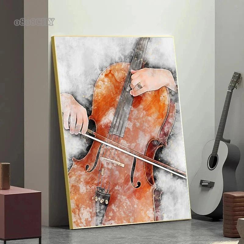 Watercolor Art Music Instrument Posters Saxophone Violin Cello Guitar Piano Canvas Print Paintings Caudros Wall Art Home Decor