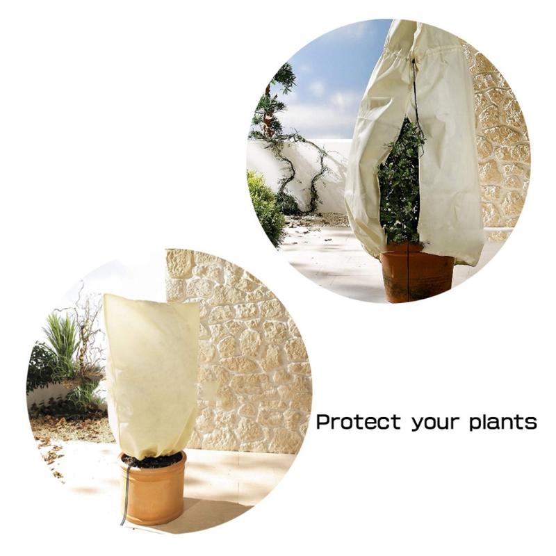 Antifreeze Plant Covers with Suck Rope Design Reusable PVC Non-woven Freeze for Protection Fits for Shrubs/ Potted Flowe
